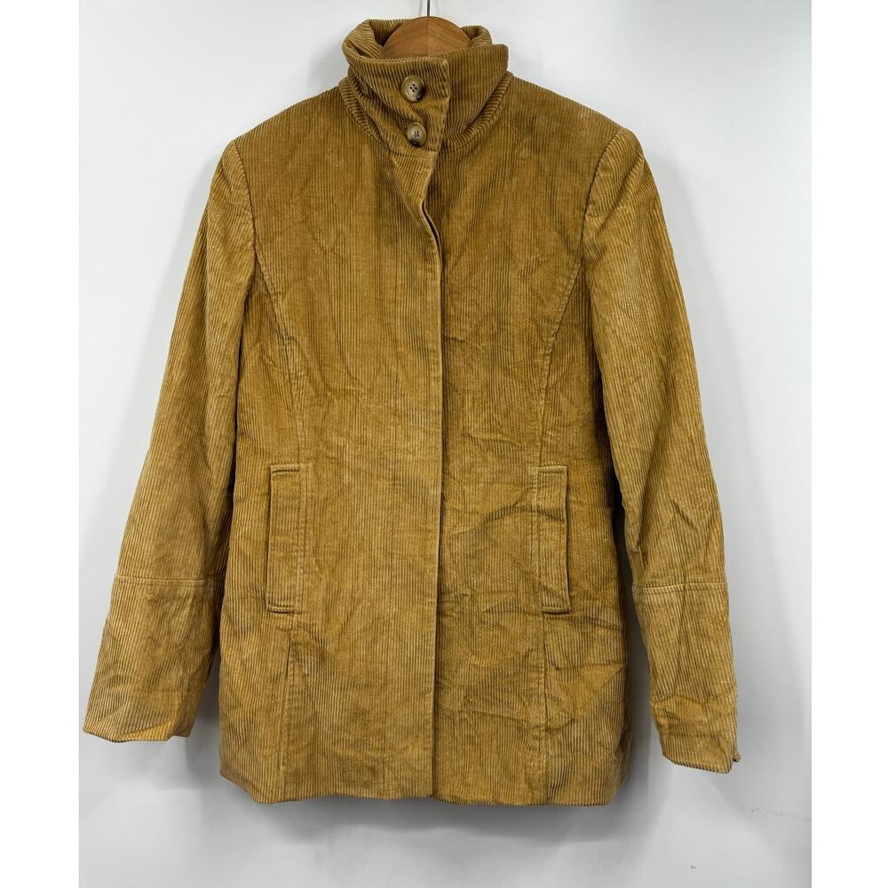 Express Jacket Womens Mustard Yellow Tan Funnel Neck‎ Corduroy Size 7 8